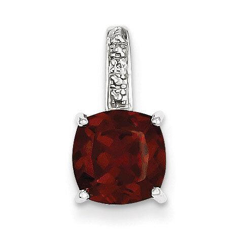 Garnet &amp; Diamond Pendant Sterling Silver Rhodium QDX642, MPN: QDX642, 883957479835
