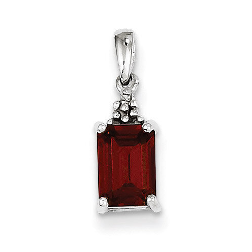 Garnet &amp; Diamond Pendant Sterling Silver Rhodium QDX643, MPN: QDX643, 883957548623
