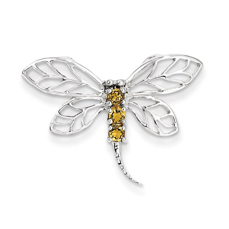 Citrine Dragonfly Pendant Sterling Silver Rhodium QDX764, MPN: QDX764, 883957525570