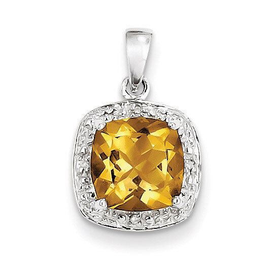 Citrine &amp; Diamond Pendant Sterling Silver Rhodium QDX765, MPN: QDX765, 883957489247