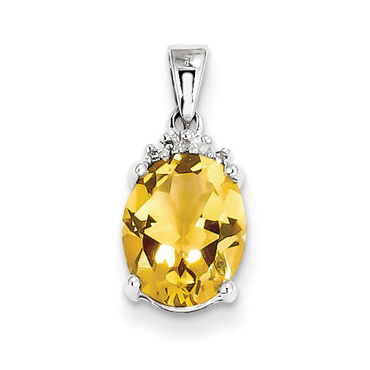 Citrine &amp; Diamond Pendant Sterling Silver Rhodium QDX766, MPN: QDX766, 883957519432
