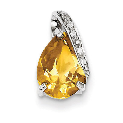 Pear Citrine Pendant Sterling Silver Rhodium QDX775, MPN: QDX775, 883957479941