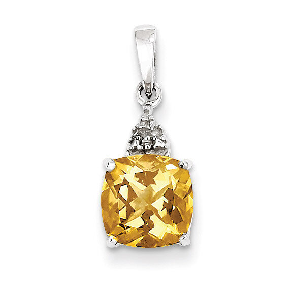 Citrine &amp; Diamond Pendant Sterling Silver Rhodium QDX783, MPN: QDX783, 883957399225