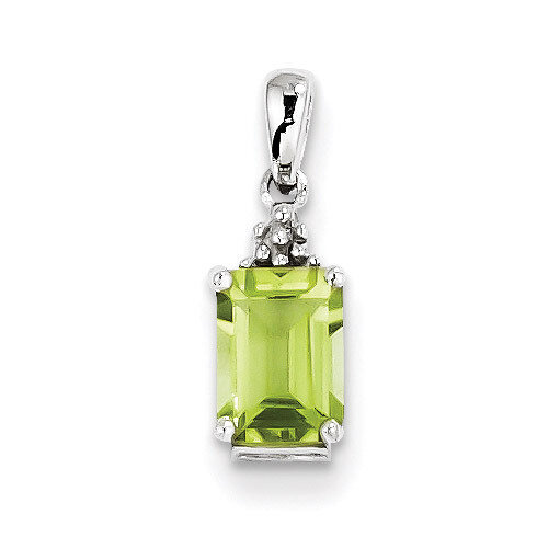 Peridot &amp; Diamond Pendant Sterling Silver Rhodium QDX817, MPN: QDX817, 883957559261