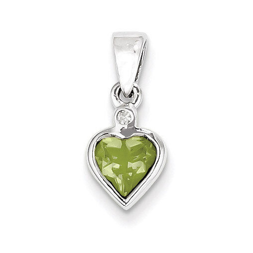 Peridot Diamond Pendant Sterling Silver Rhodium QDX822, MPN: QDX822, 883957568454