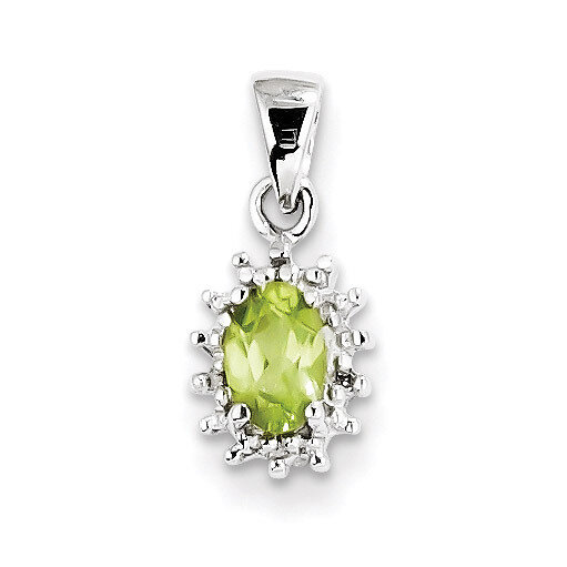 Peridot &amp; Diamond Pendant Sterling Silver Rhodium QDX839, MPN: QDX839, 883957496337