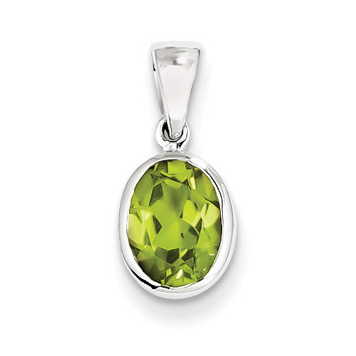 Peridot Pendant Sterling Silver Rhodium QDX841, MPN: QDX841, 883957545134