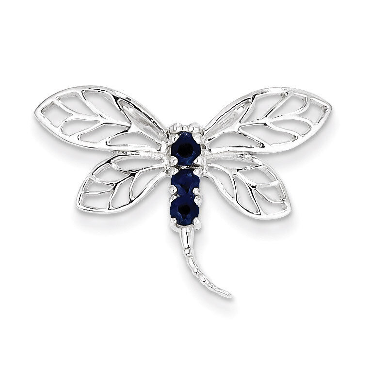 Sapphire Dragonfly Pendant Sterling Silver Rhodium QDX862