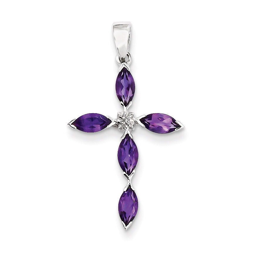 Amethyst Diamond Pendant Sterling Silver Rhodium QDX910, MPN: QDX910, 883957525617