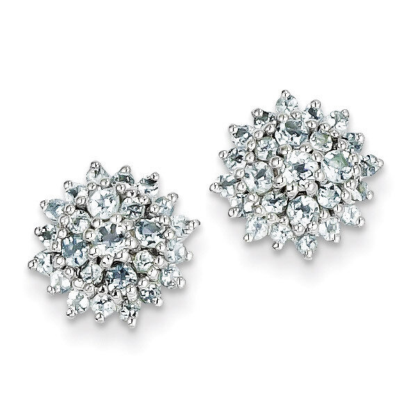 Aquamarine Round Post Earrings Sterling Silver Rhodium-plated QE10003AQ, MPN: QE10003AQ, 8839573996…