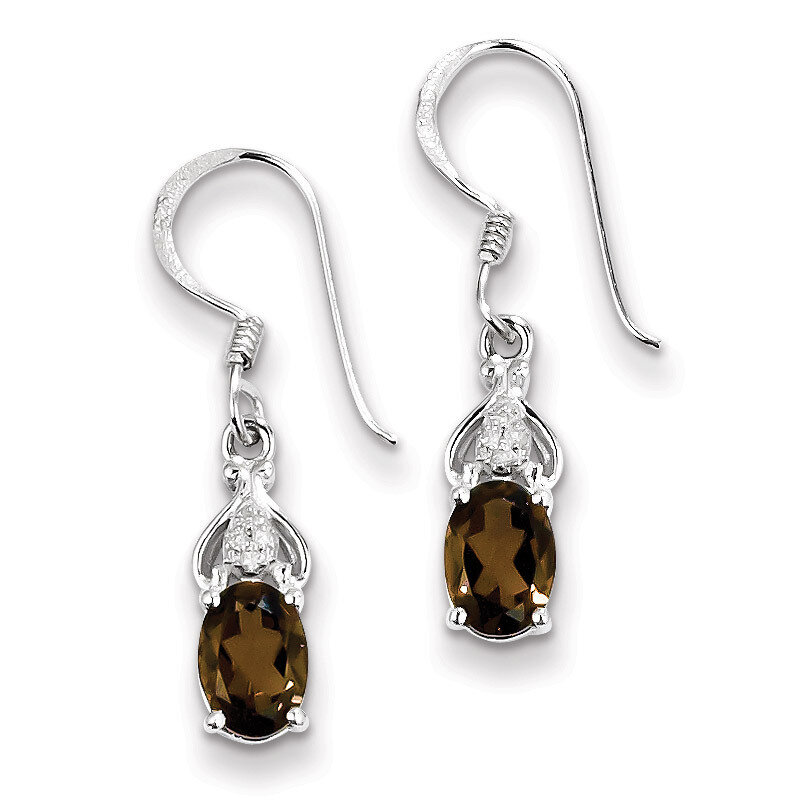 Smokey Quartz Earrings Sterling Silver Diamond QE10009SQ, MPN: QE10009SQ, 883957480121