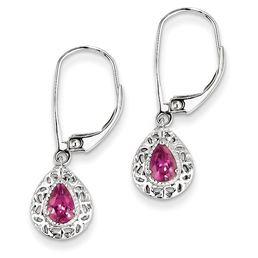 Pink Tourmaline Lever Back Earrings Sterling Silver QE10017PT, MPN: QE10017PT, 883957356327