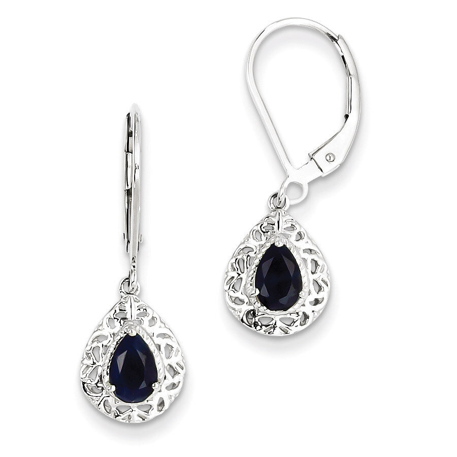 Sapphire Teardrop Lever Back Earrings Sterling Silver QE10017S, MPN: QE10017S, 883957460376