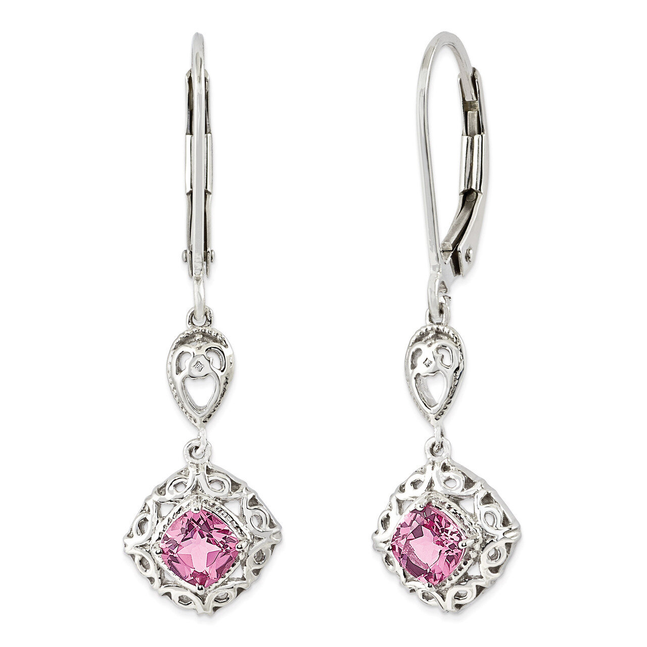 Pink Tourmaline Lever Back Earrings Sterling Silver QE10019PT, MPN: QE10019PT, 883957599472