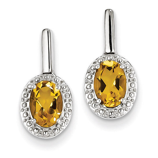 Whiskey Quartz Oval Post Dangle Earrings Sterling Silver QE10077WQ, MPN: QE10077WQ, 883957024714