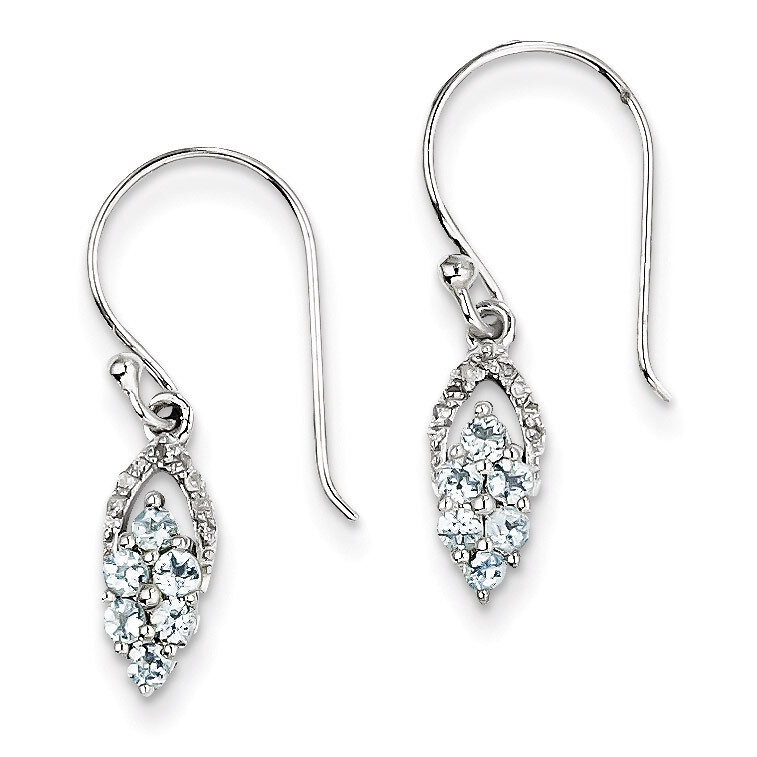 Aquamarine Shepherd Hook Earrings Diamond Sterling Silver QE10101AQ, MPN: QE10101AQ, 883957434049