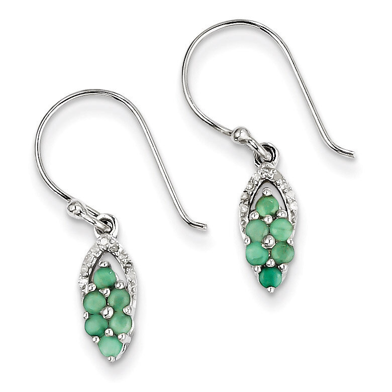 Emerald Shepherd Hook Earrings Diamond Sterling Silver QE10101E, MPN: QE10101E, 883957356389