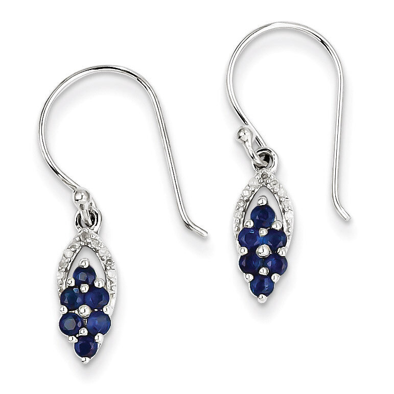 Sapphire Shepherd Hook Earrings Diamond Sterling Silver QE10101S, MPN: QE10101S, 883957356402
