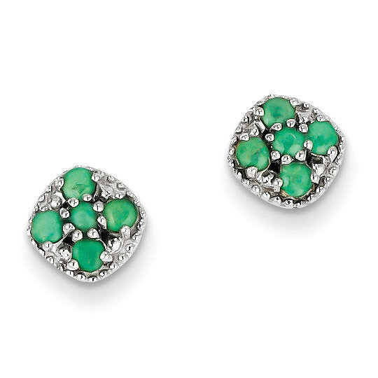 Emerald Square Post Earrings Sterling Silver QE10109E, MPN: QE10109E, 883957532837