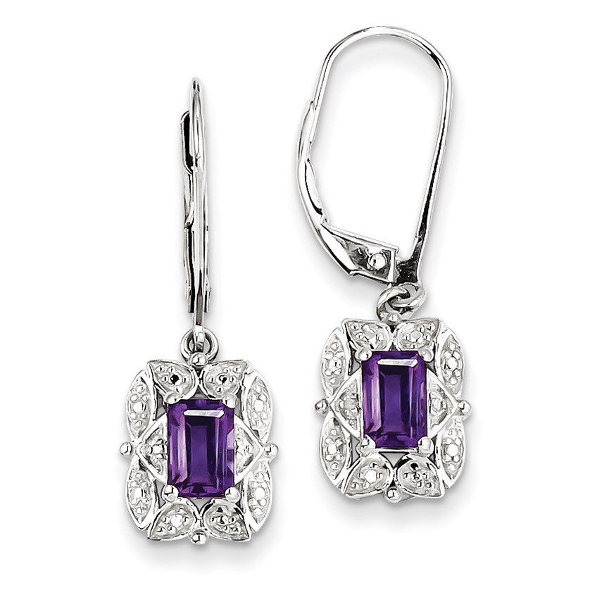 Amethyst Earrings Diamond Sterling Silver QE10165AM, MPN: QE10165AM, 883957356532