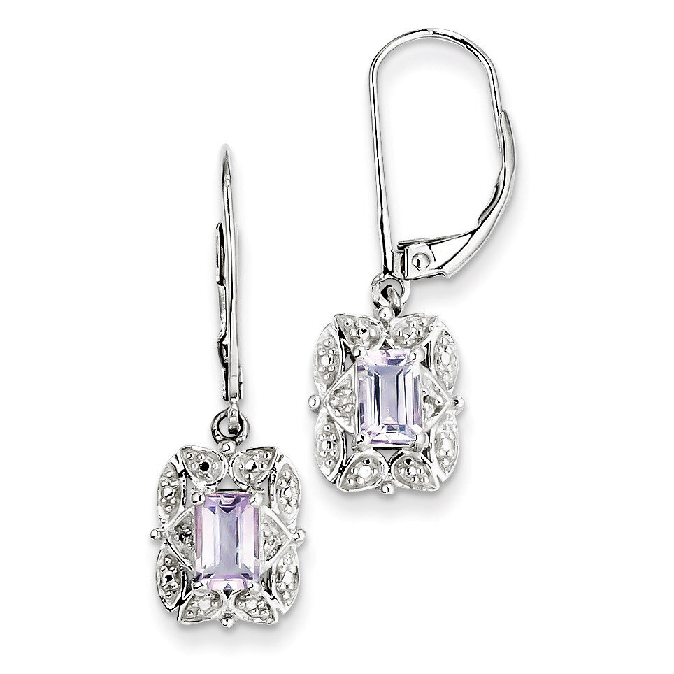 Pink Quartz Earrings Diamond Sterling Silver QE10165PQ, MPN: QE10165PQ, 883957399928