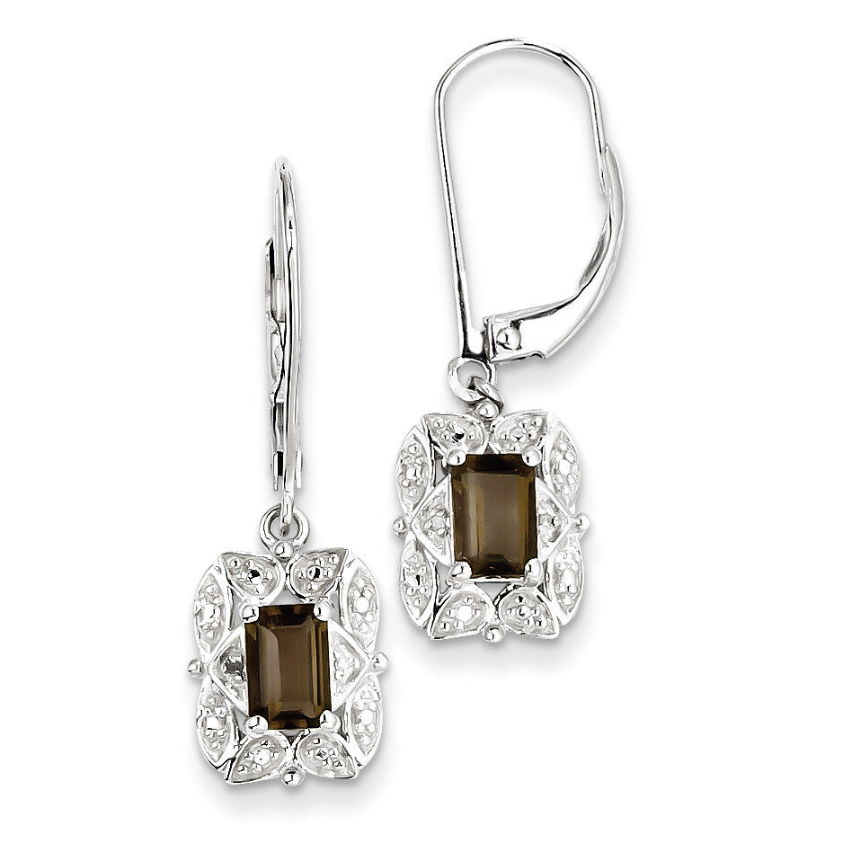 Smoky Quartz Earrings Diamond Sterling Silver QE10165SQ
