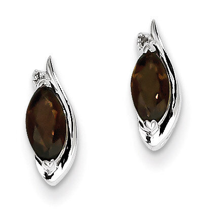 Smoky Quartz Earrings Diamond Sterling Silver QE10175SQ, MPN: QE10175SQ, 883957356594