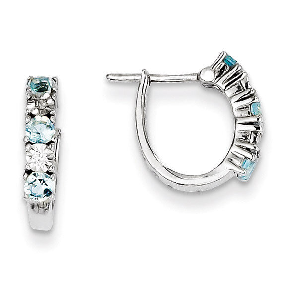 Aquamarine & Diamond Earrings Sterling Silver QE10209AQ