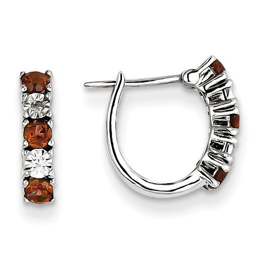Garnet &amp; Diamond Earrings Sterling Silver QE10209GA, MPN: QE10209GA, 883957460451