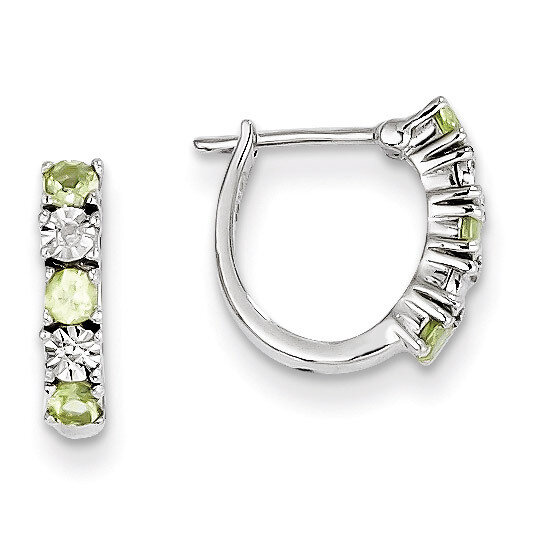 Peridot Diamond Earrings Sterling Silver QE10209PE, MPN: QE10209PE, 883957400020