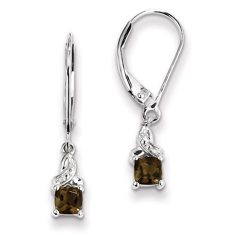 Smoky Quartz Diamond Earrings Sterling Silver QE10213SQ, MPN: QE10213SQ, 883957400068