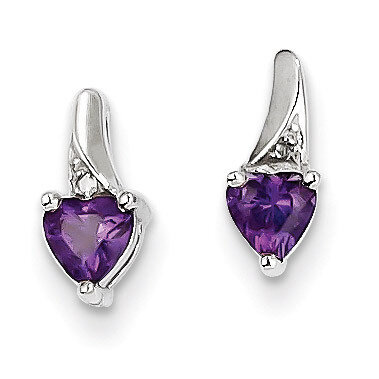 Amethyst Diamond Earrings Sterling Silver QE10217AM, MPN: QE10217AM, 883957489513