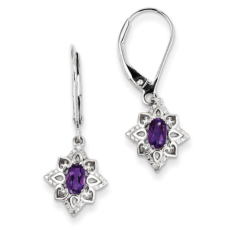 Amethyst Diamond Earrings Sterling Silver QE10241AM, MPN: QE10241AM, 883957525631