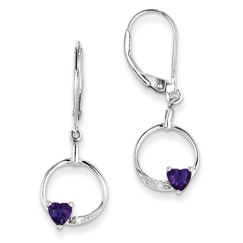 Amethyst Diamond Earrings Sterling Silver QE10251AM, MPN: QE10251AM, 883957460505