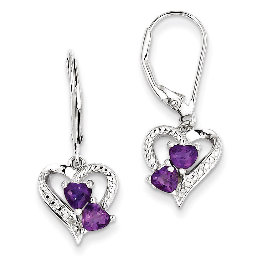 Amethyst Diamond Earrings Sterling Silver QE10255AM, MPN: QE10255AM, 883957599717