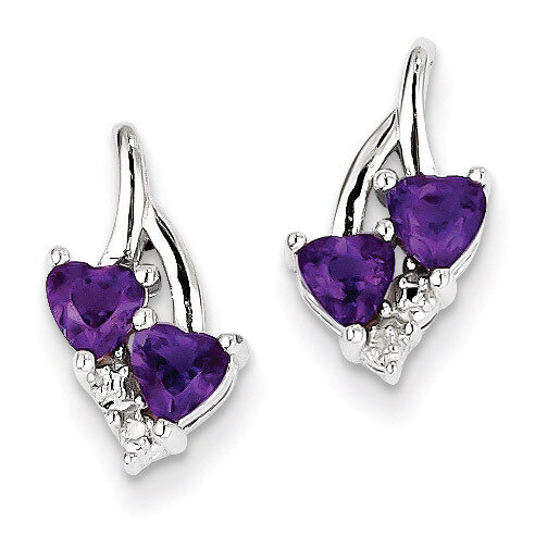 Amethyst Diamond Earrings Sterling Silver QE10259AM, MPN: QE10259AM, 883957356716