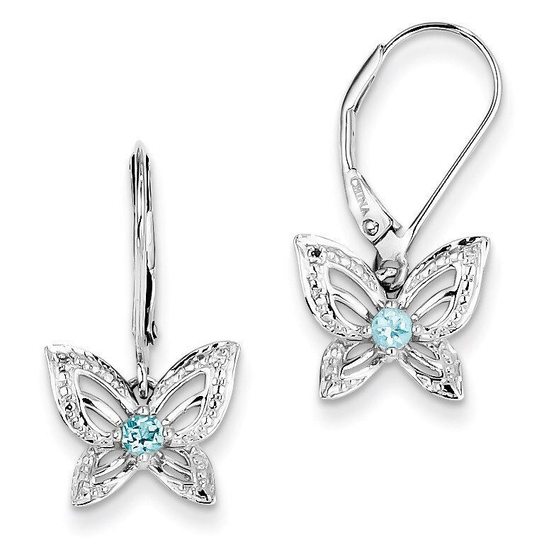 Blue Topaz &amp; Diamond Earrings Sterling Silver QE10265BT, MPN: QE10265BT, 883957480183