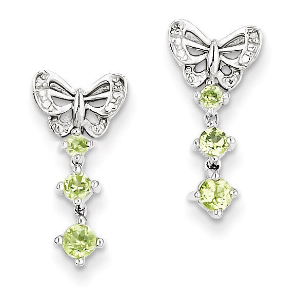 Peridot Diamond Earrings Sterling Silver QE10284PE, MPN: QE10284PE, 883957356754