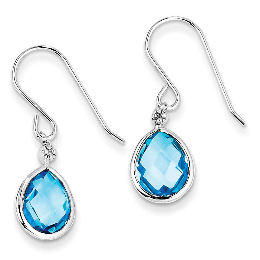 Lt Swiss Blue Topaz Earrings Sterling Silver Rhodium-plated Diamond QE10303BT, MPN: QE10303BT, 8839…