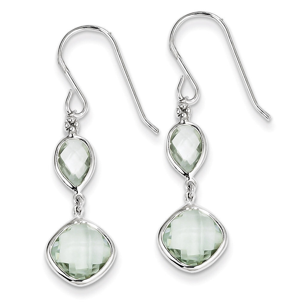 Green Quartz Earrings Sterling Silver Rhodium-plated Diamond QE10307AG, MPN: QE10307AG, 883957400181
