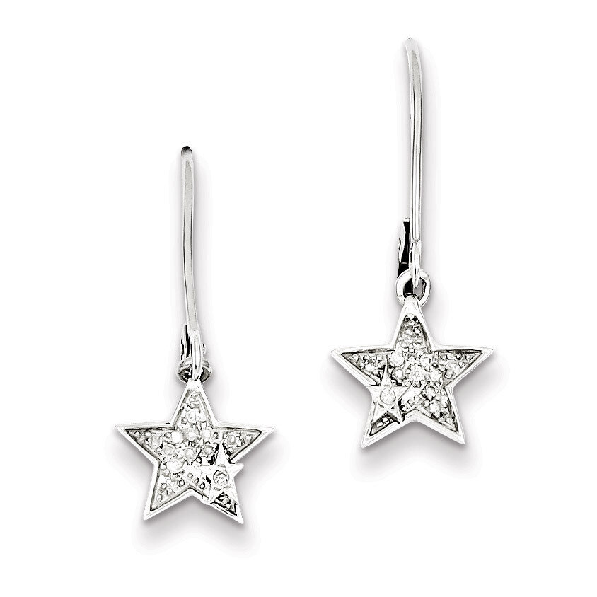 Star Leverback Earrings Sterling Silver Rhodium-plated Diamond QE10417, MPN: QE10417, 883957434414