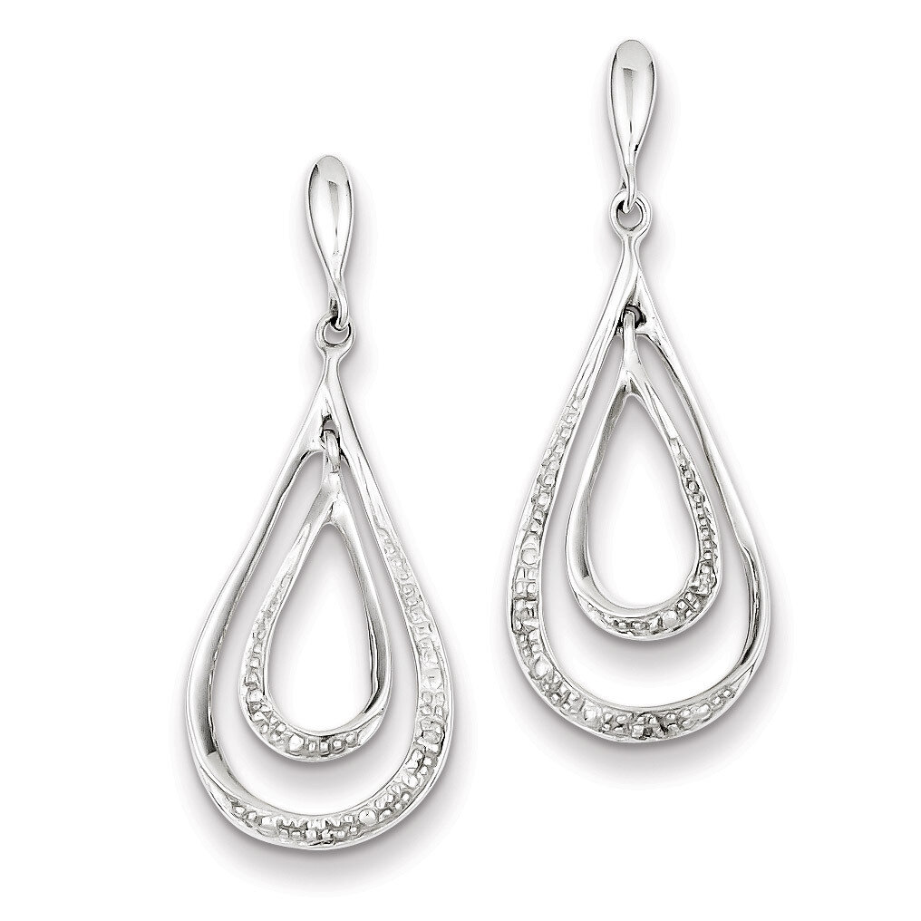 Post Dangle Earrings Sterling Silver Rhodium-plated Diamond QE10554