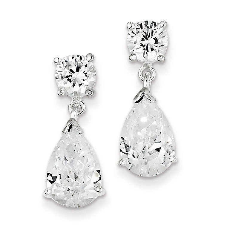 Pear Shaped Dangle Earrings Sterling Silver Diamond QE1058