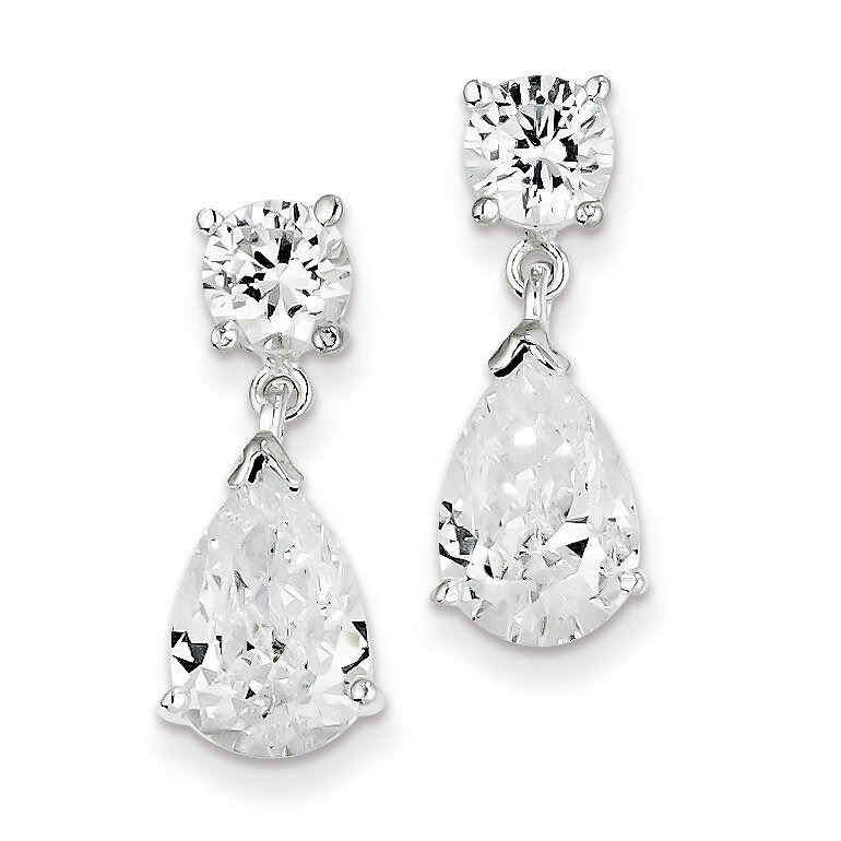 Pear Shaped Dangle Earrings Sterling Silver Diamond QE1058, MPN: QE1058, 883957921563