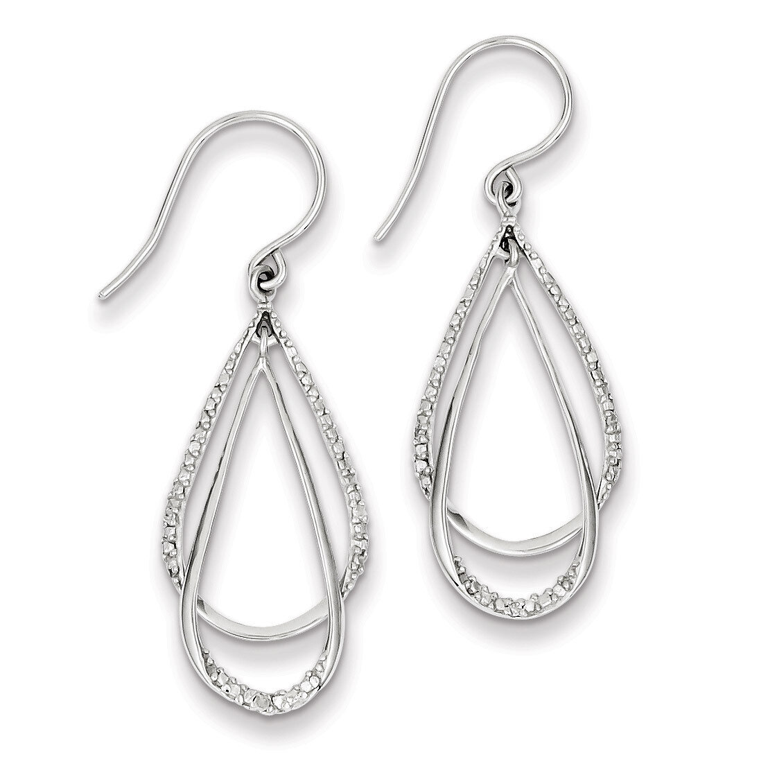 Dangle Earrings Sterling Silver Rhodium-plated Diamond QE10586, MPN: QE10586, 883957356891