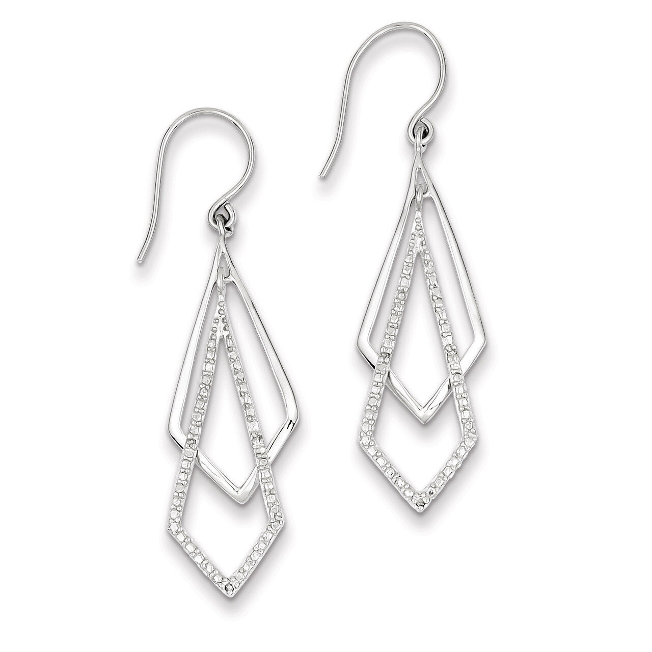 Dangle Earrings Sterling Silver Rhodium-plated Diamond QE10587, MPN: QE10587, 883957356907