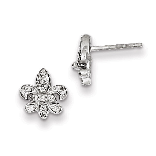0.16ct Diamond Fleur de Lis Post Earrings Sterling Silver QE10612