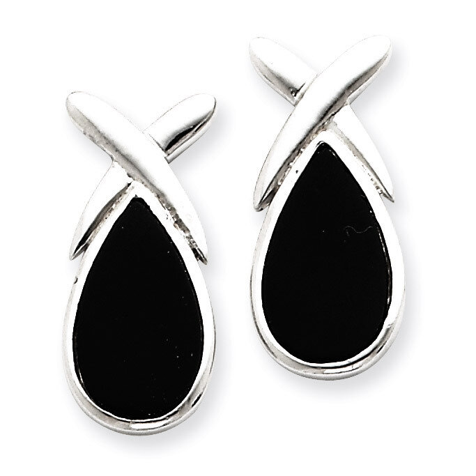 Onyx Teardrop earrings Sterling Silver QE1074, MPN: QE1074, 191101187490