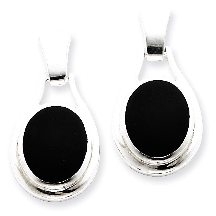Oval Onyx Earrings Sterling Silver QE1075, MPN: QE1075, 191101187506