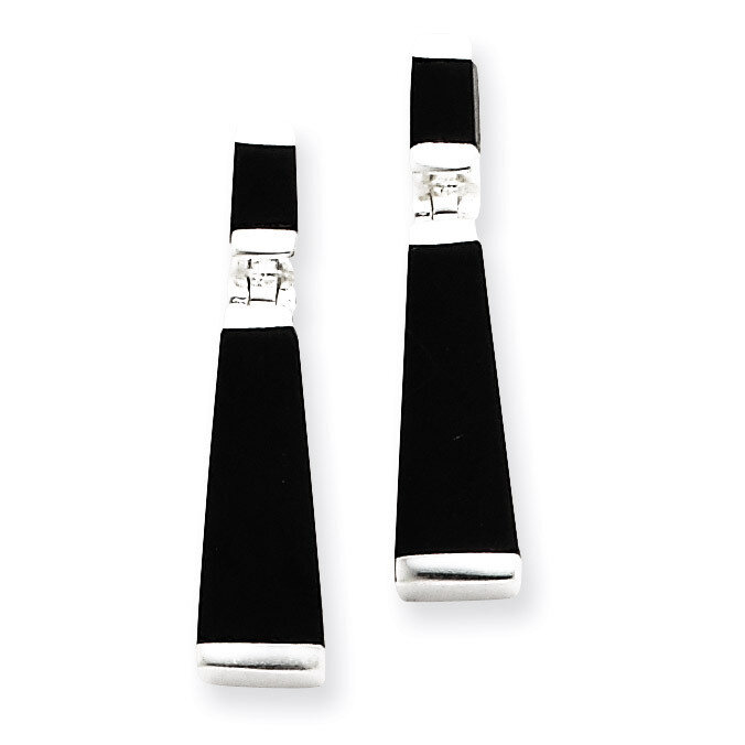 Onyx Tapered Drop Earrings Sterling Silver QE1077, MPN: QE1077, 191101187513